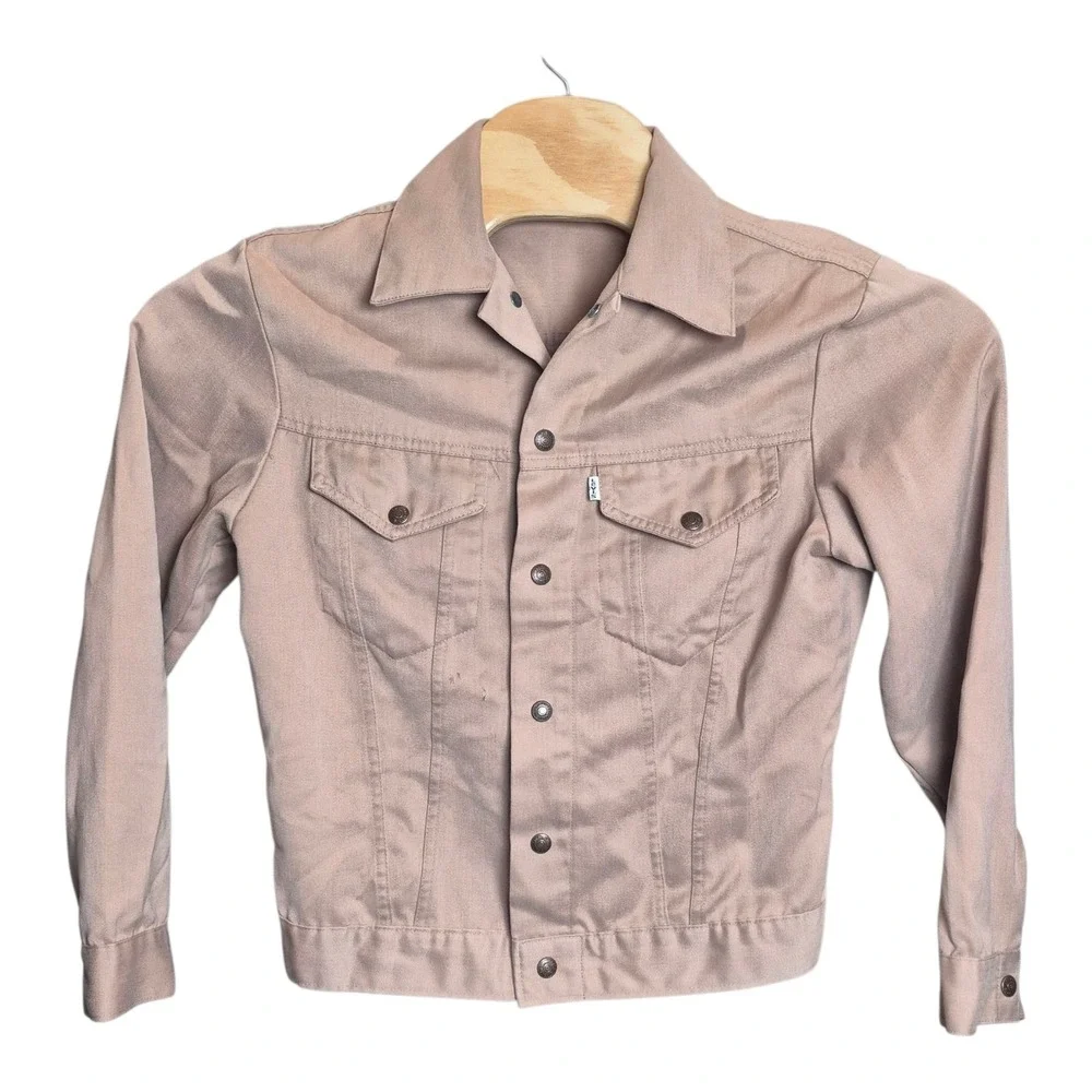 VTG Levi's Tan Work Jacket Trucker Style Button Front Men's 38 Small‎ - Picture 2 of 7